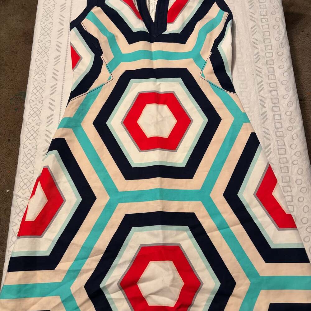Kate Spade Zuma Linen Sheath Geometric Hexagon Dress